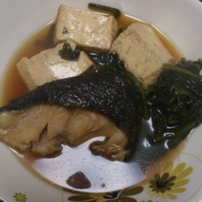 味が美味しかったです(^O^)
有り難うございました！
今回は焼き豆腐とほうれん草を一緒に煮ました^_^